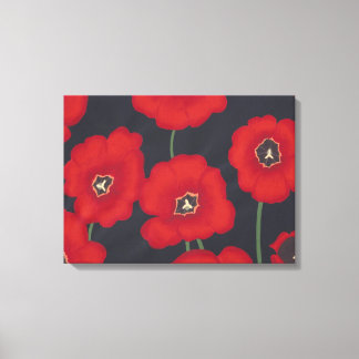 Tulipanes rojos brillantes sobre lienzo envuelto n