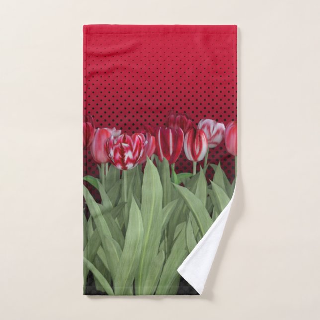 Tulipanes rojos sobre degradado (Toalla de mano)