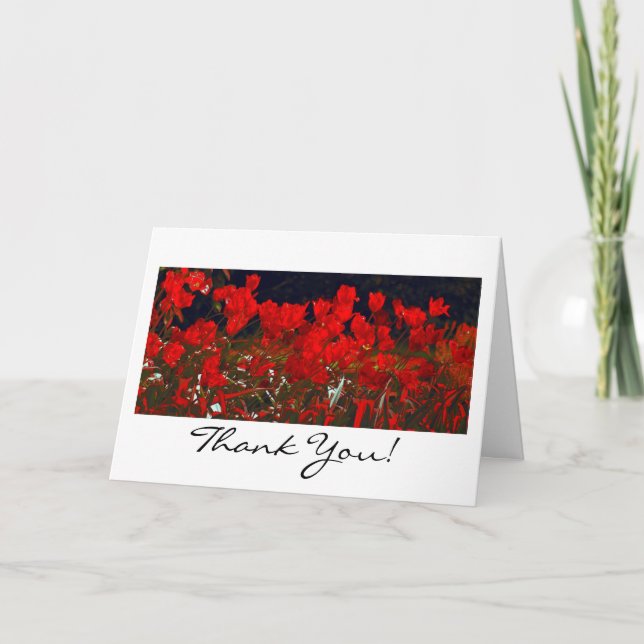 Tulipanes rojos vibrantes, gracias tarjeta de (Anverso)