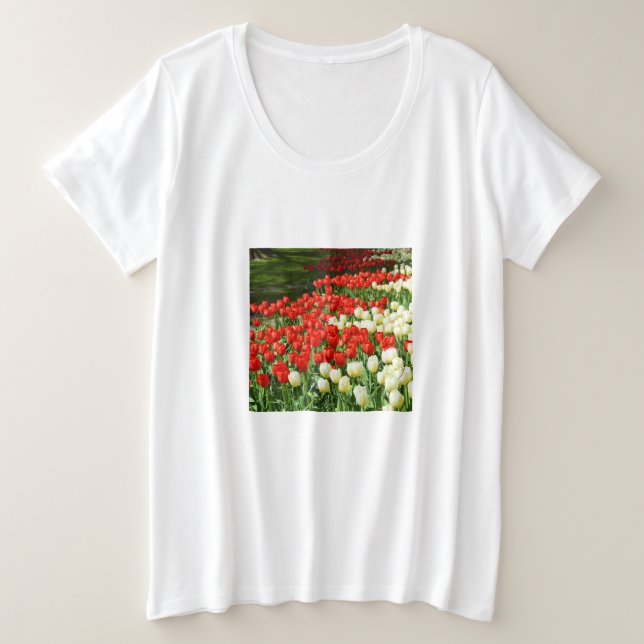 Tulipanes rojos y blancos (Anverso del diseño)