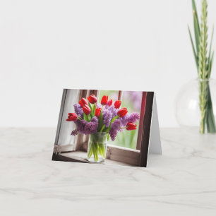 Tulipanes rojos y Bouquet Lilac