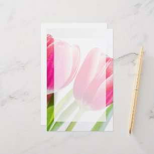 Tulipanes rosados con foto de hojas verdes