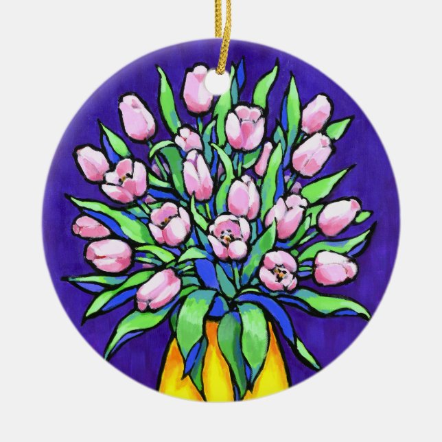 Tulipanes rosados con ornamento circular (Frente)