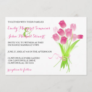 Tulipanes rosados - Invitación a la boda
