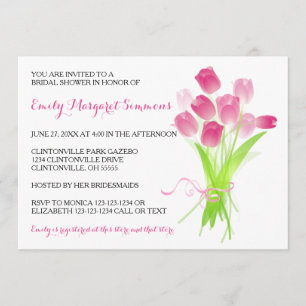 Tulipanes rosados - Invitación a la ducha de novia