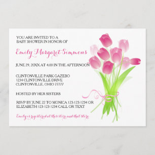 Tulipanes rosados - Invitación Baby Shower