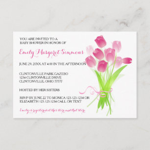 Tulipanes rosados - Invitación Baby Shower 3x5