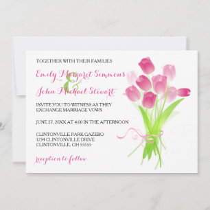 Tulipanes rosados - Invitación de boda