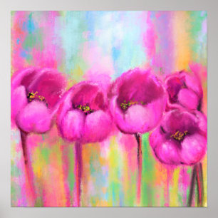 Tulipanes rosados morados - Arte de primavera pint