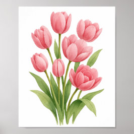 Tulipanes rosados Pintura Pared floral Decoración