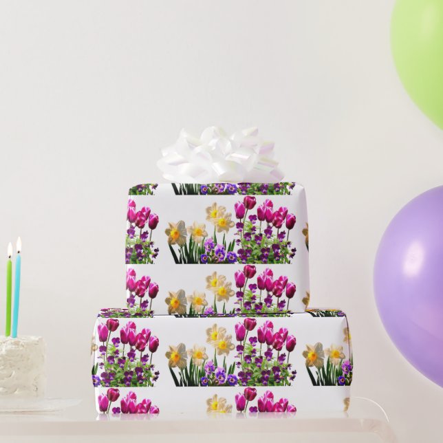 Tulipanes rosados y Papel de relleno para Daffodil (Regalos de fiesta)