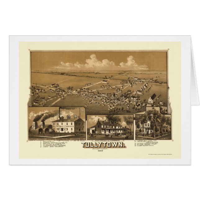 Tullytown, mapa panorámico del PA - 1887 (Anverso (Horizontal))