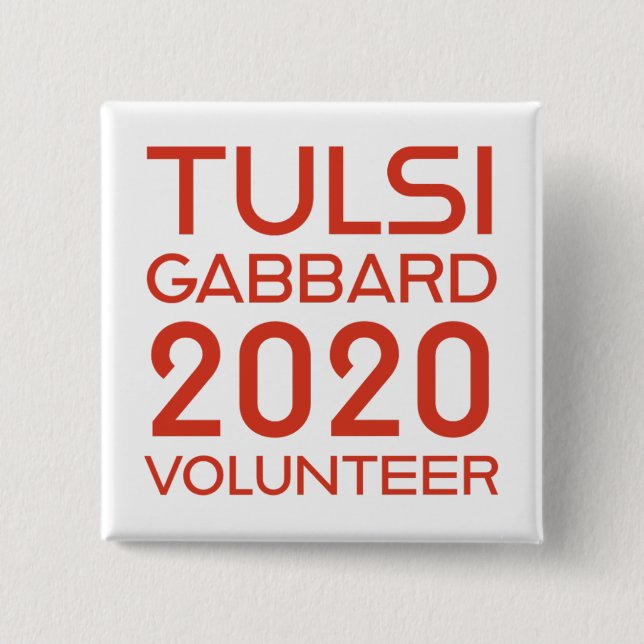 Tulsi Gabbard Volunteer de 2 pulgadas Botón Cuadra (Anverso)