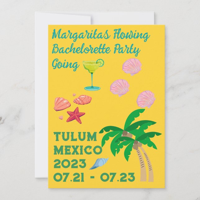 Tulum Bachelorette Party Invitación (Anverso)