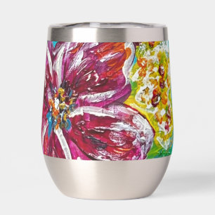 Tumblador de vino térmico con flores