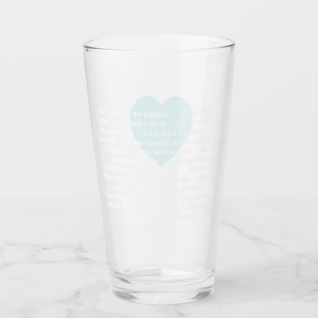 Tumbler de amor multilingüe - Azul de la menta (Anverso)