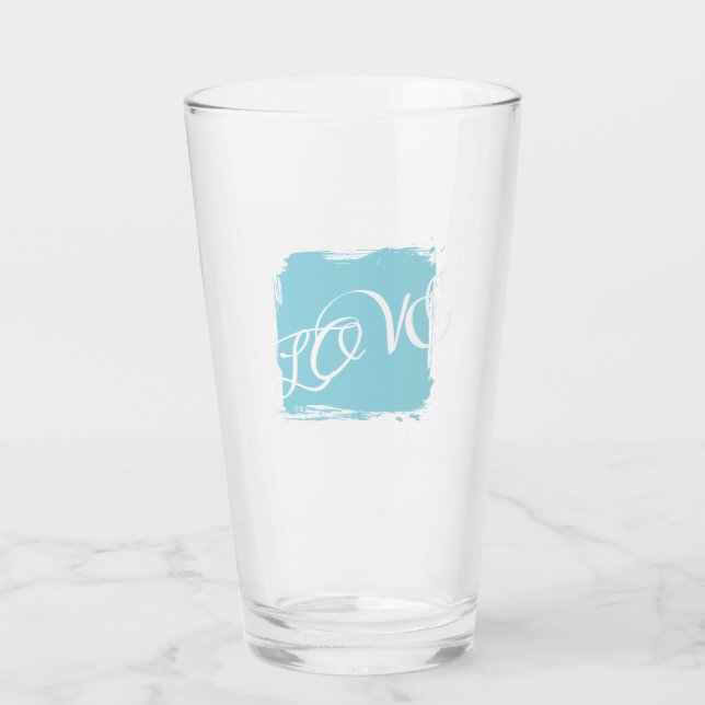 Tumbler de amor multilingüe - Azul de menta + AMOR (Reverso)