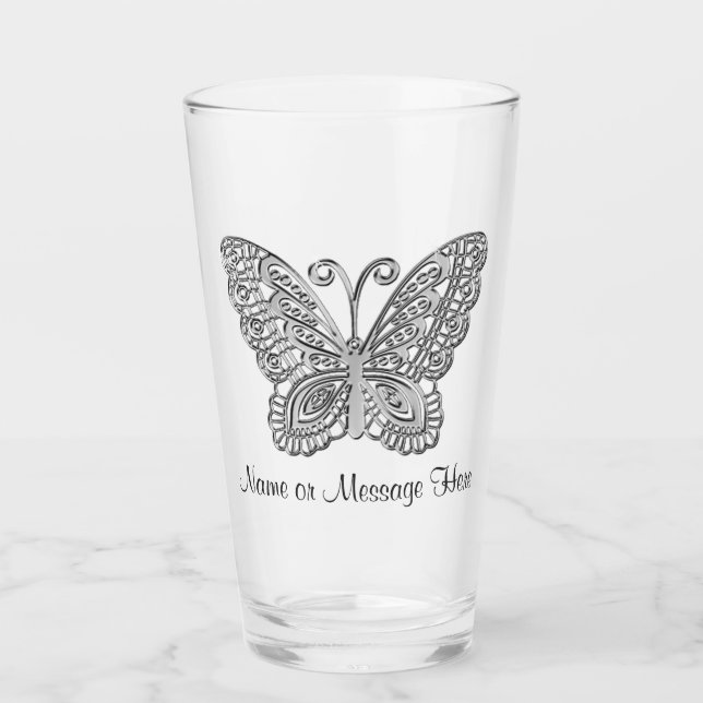 Tumbler de mariposa personalizada de plata con asp (Anverso)