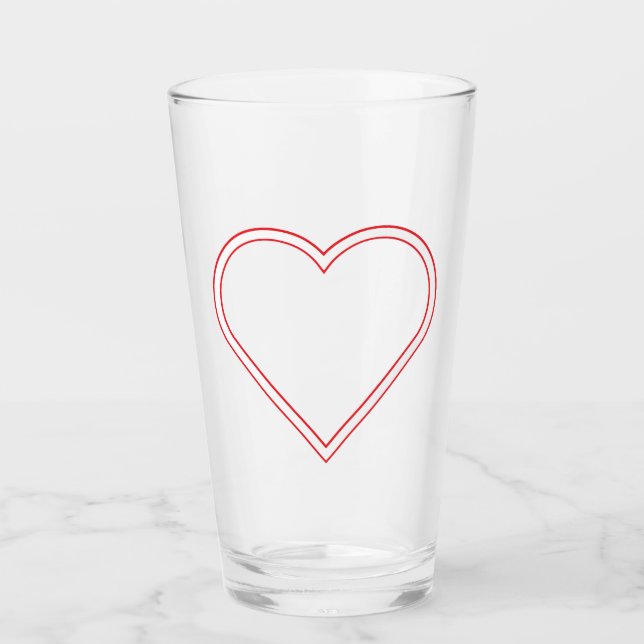 Tumbler de vidrio brillante del corazón - Amor ele (Anverso)