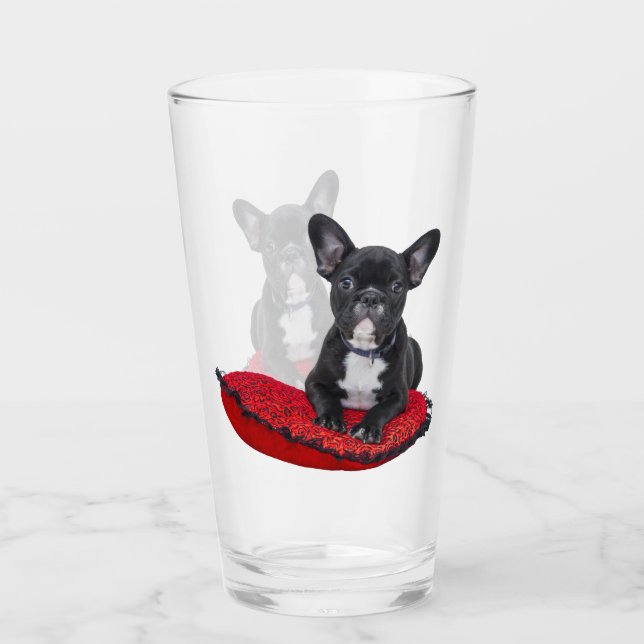 Tumbler de vidrio Bulldog francés (Anverso)