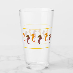 Tumbler de vidrio - Caballos de mar Naranja y marr