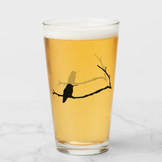 Tumbler de vidrio - Colibrí sentado en rama de árb