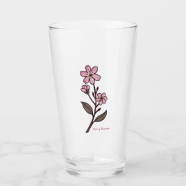Tumbler de vidrio con flores de cerezo