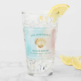 Tumbler de vidrio con tema de playa