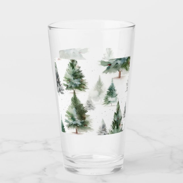 Tumbler de vidrio de árbol de fibromas festivo (Anverso)