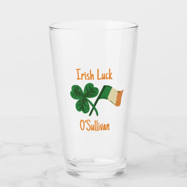 Tumbler de vidrio de cerveza de luck irlandés pers (Anverso)