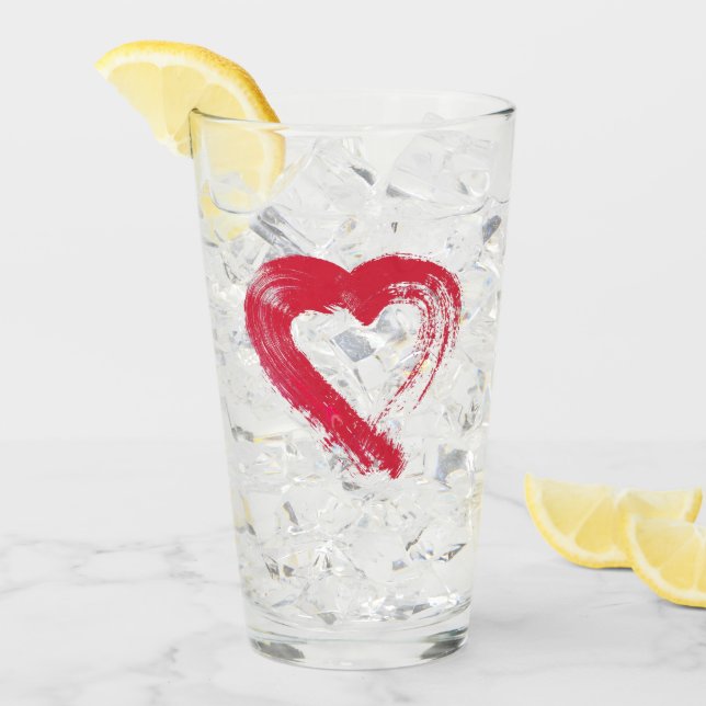 Tumbler de vidrio de corazón rojo (Anverso (hielo))