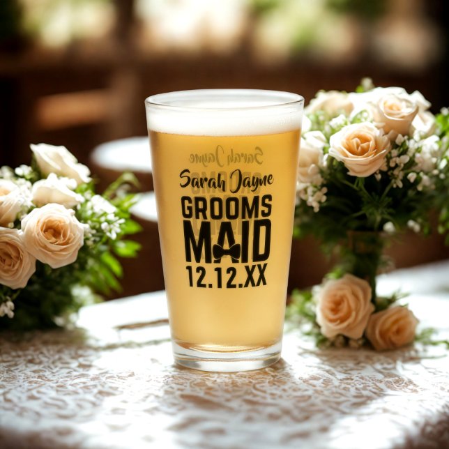 Tumbler de vidrio de cristales para parejas de nov (A personalized glass for your Groomsmaid. Just add her name and your wedding date)