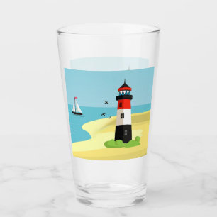 Tumbler de vidrio de diseño de escenas de faro