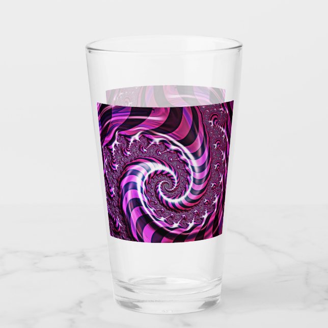 Tumbler de vidrio de espiral rosa y negro (Anverso)