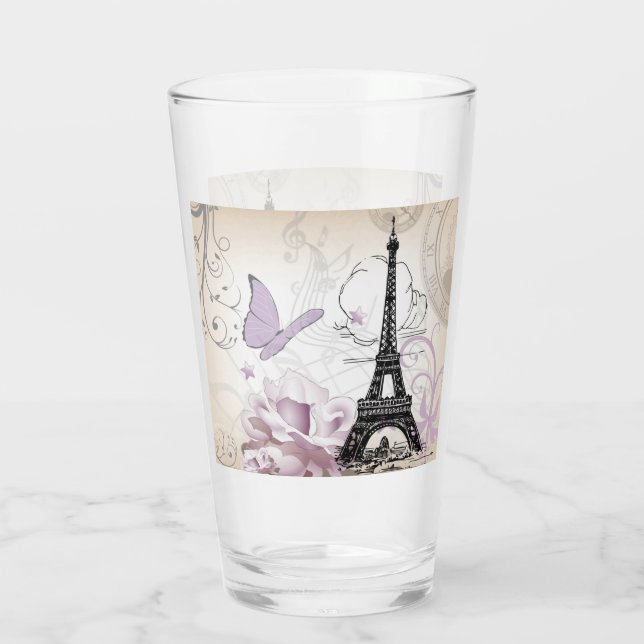Tumbler de vidrio de la Torre Eiffel Abstracto (Reverso)
