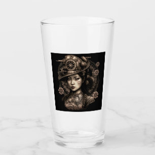Tumbler de vidrio de mujer de Steampunk asiática