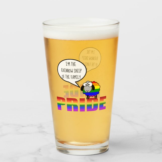 Tumbler de vidrio de Oveja Orgullo Arcoiris