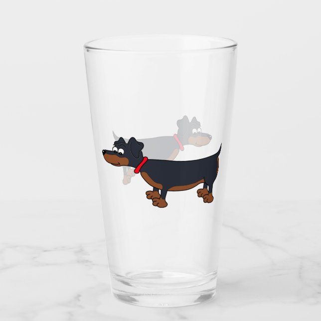 Tumbler de vidrio de perro de Dachshund Personaliz (Anverso)