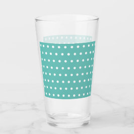 Tumbler de vidrio de punto de polka (Aqua & White)