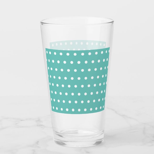 Tumbler de vidrio de punto de polka (Aqua & White) (Anverso)