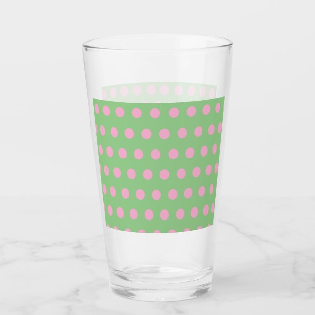 Tumbler de vidrio de punto de polka (verde sabio y (Anverso)