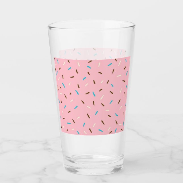 Tumbler de vidrio Dulce Sprinkles (Rosa de fresa) (Anverso)