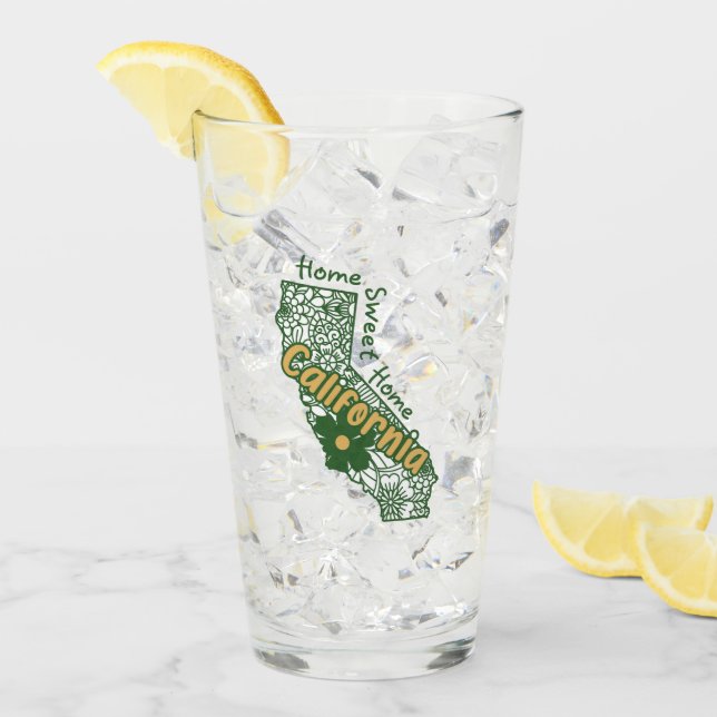 Tumbler de vidrio Floral Doodles de California (Anverso (hielo))