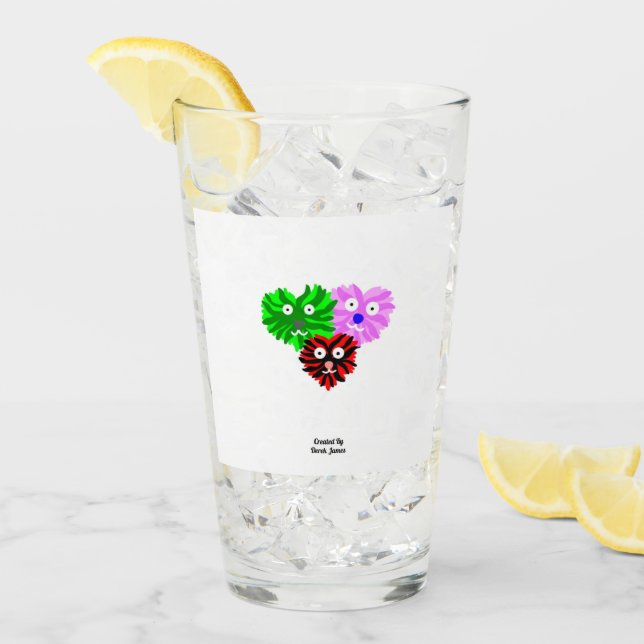 Tumbler de vidrio Fuzzies del corazón (Anverso (hielo))