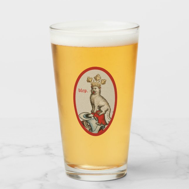 Tumbler de vidrio gato "Blep" medieval (Anverso (lleno))