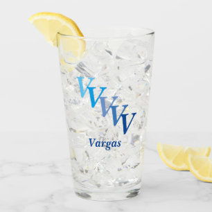 Tumbler de vidrio - Iniciales sombreadas con nombr