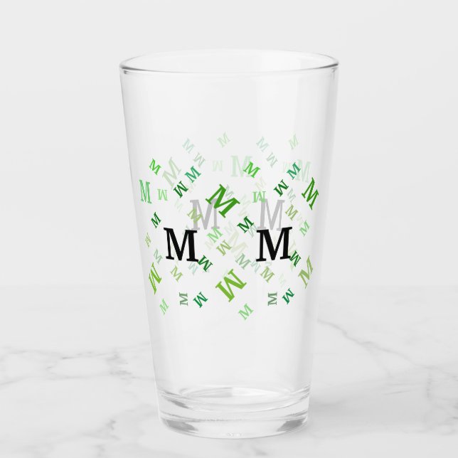 Tumbler de vidrio - Letras despedazadas en verde (Anverso)