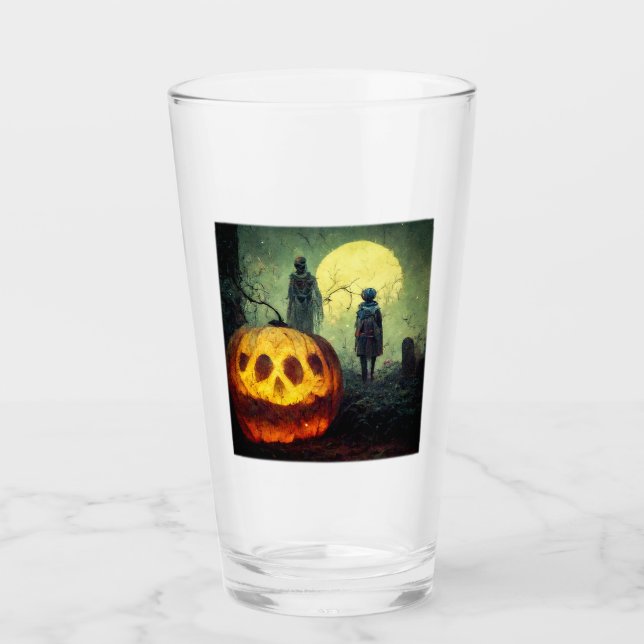 Tumbler de vidrio lunar de Halloween (Anverso)