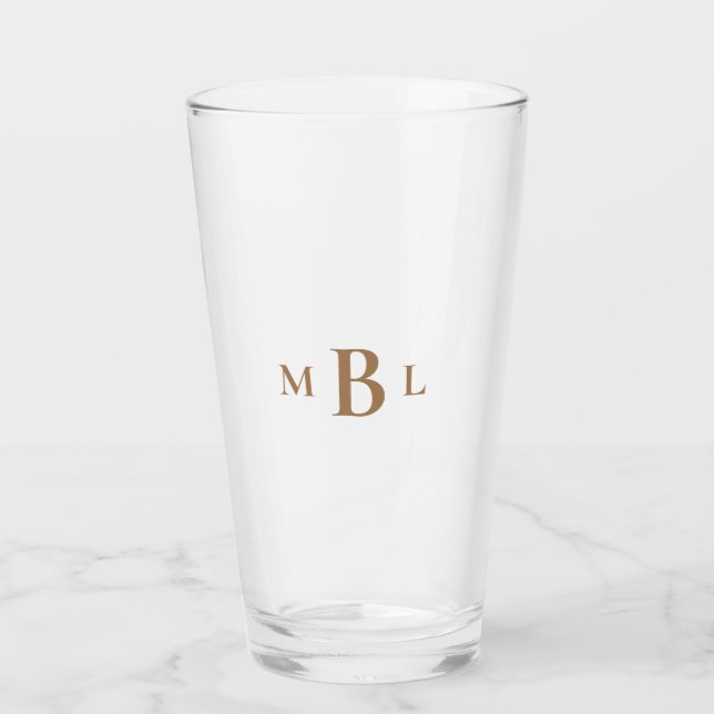 Tumbler de vidrio monograma de oro negrita boda (Anverso)