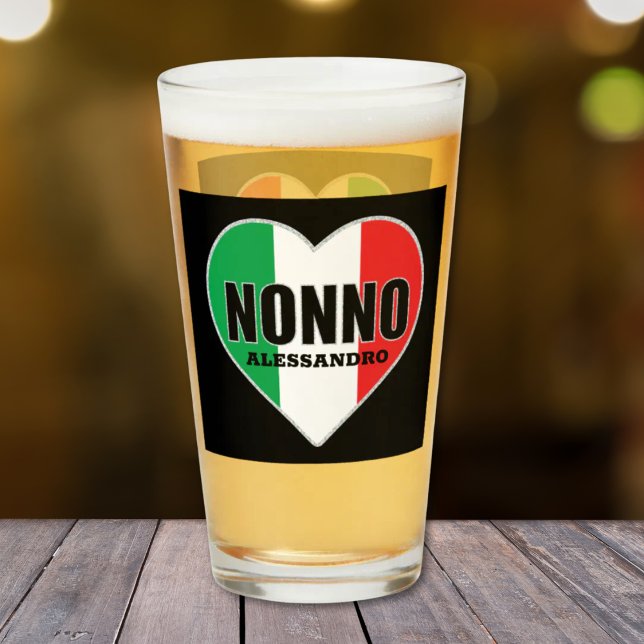 Tumbler de vidrio no personalizado (Nonno Flag of Italy Heart Personalized Glass Tumbler)